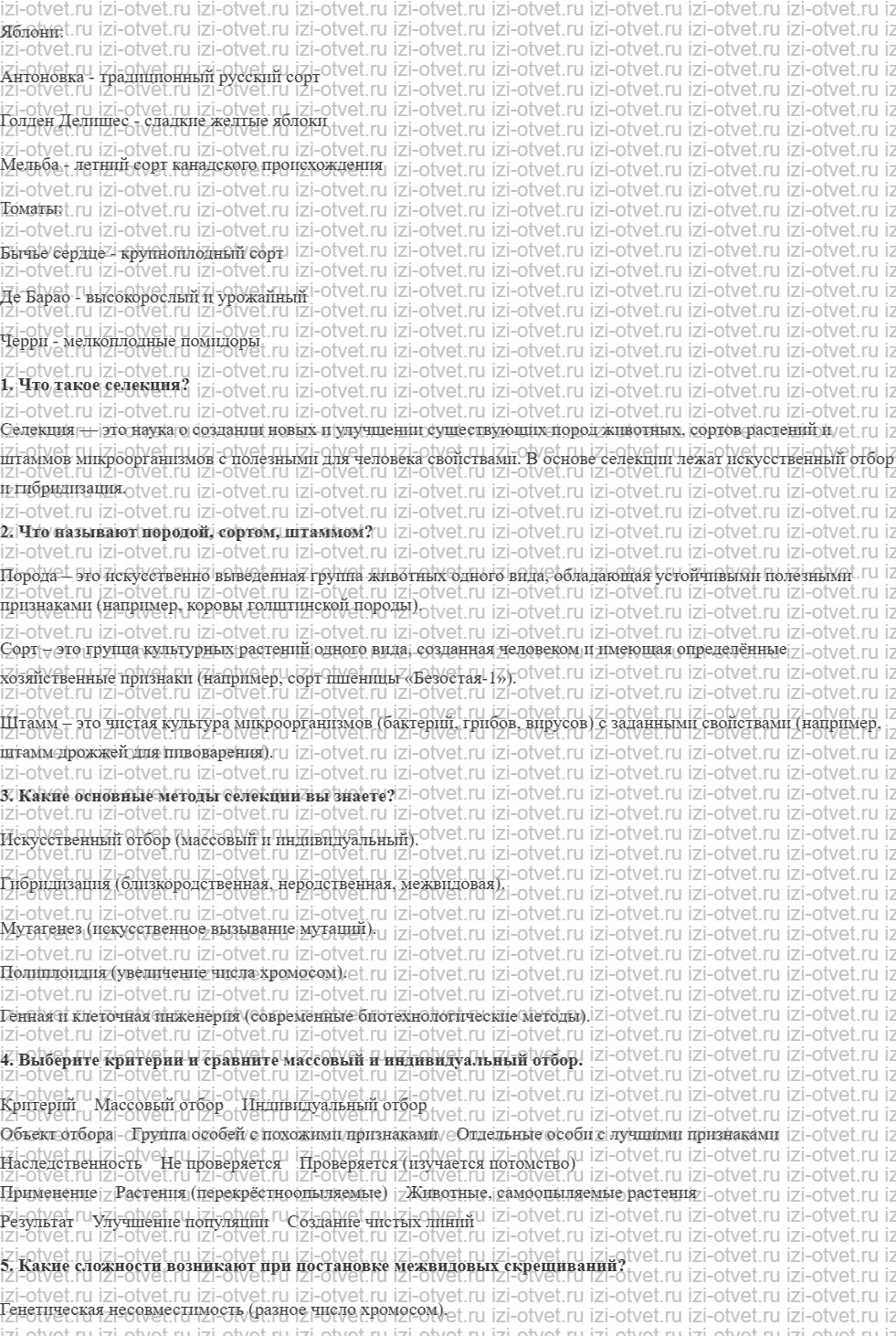 ГДЗ по биологии 10 класс учебник Сивоглазов, Агафонова, Захарова § 32. Селекция: основные методы и достижения рисунок 2