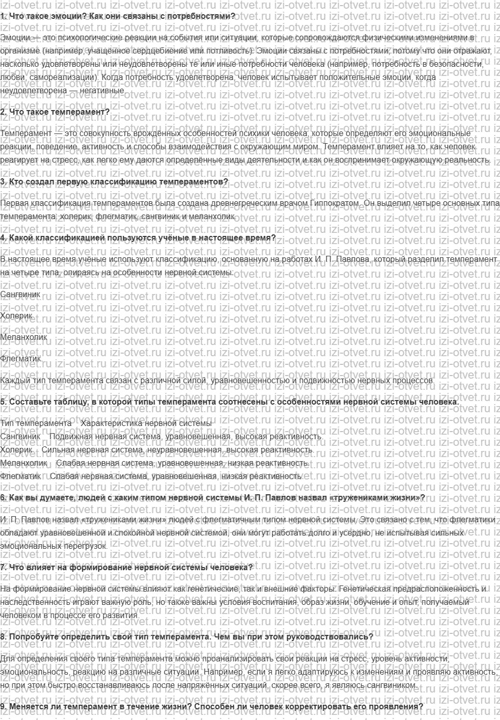 ГДЗ по биологии 9 класс учебник Сапин, Сонин § 42 Эмоции и темперамент рисунок 1