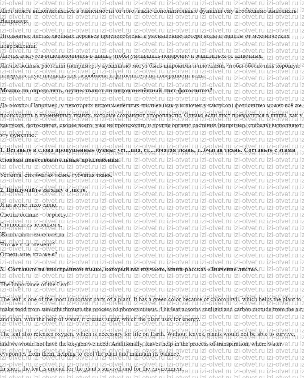 ГДЗ по биологии 6 класс учебник Сивоглазов, Плешаков §9. Клеточное строение листа рисунок 3