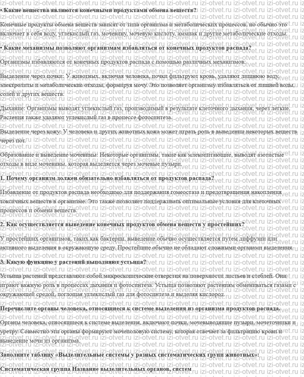 ГДЗ по биологии 9 класс учебник Сивоглазов, Каменский § 16. Удаление из организма конечных продуктов обмена веществ рисунок 1