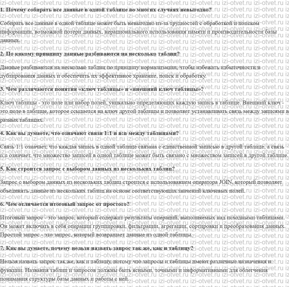 ГДЗ по информатике 9 класс учебник Поляков, Еремин § 40. Многотабличные базы данных рисунок 1