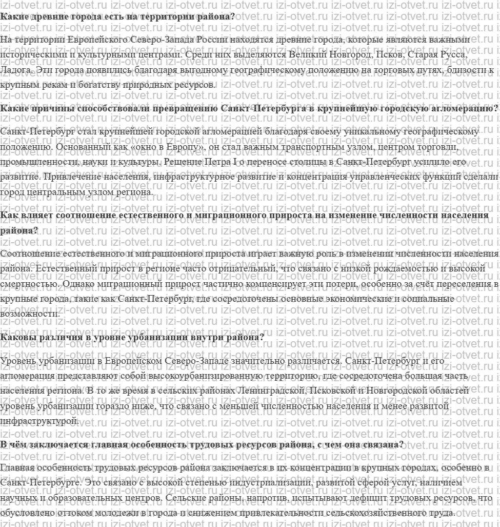 ГДЗ по географии 9 класс Дронов, Савельева §31. Население Европейский Северо-Запад рисунок 1