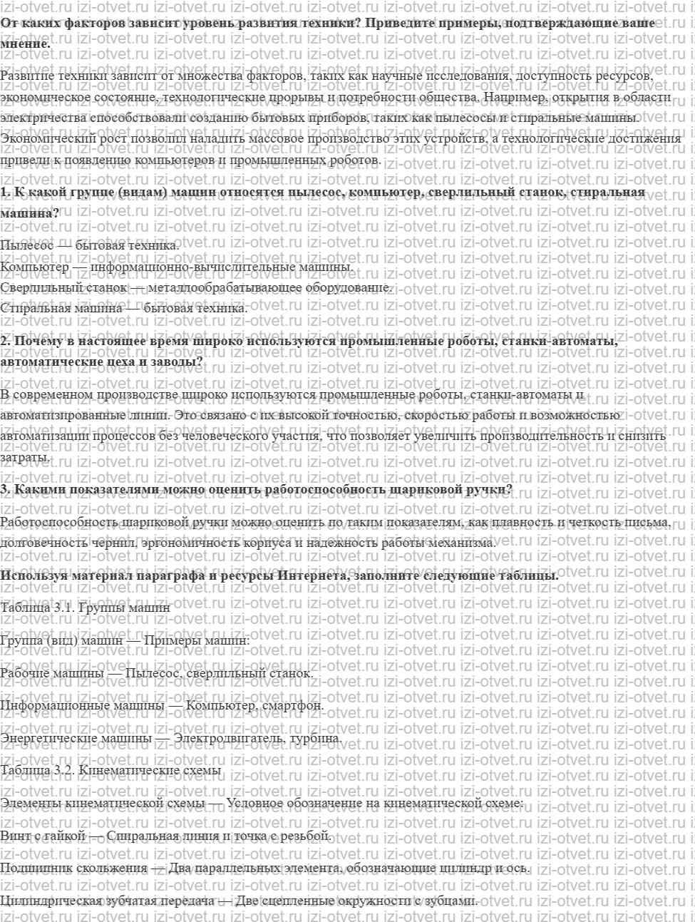 ГДЗ по технологии 5 класс Глозман, Кожина § 5. Основные понятия о машинах, механизмах и деталях рисунок 1