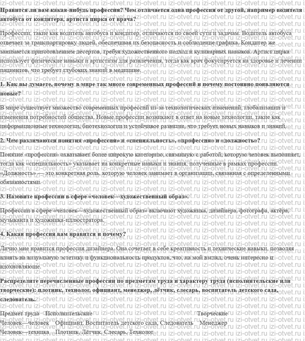 ГДЗ по технологии 6 класс Глозман, Кожина § 44. Основы выбора профессии рисунок 1