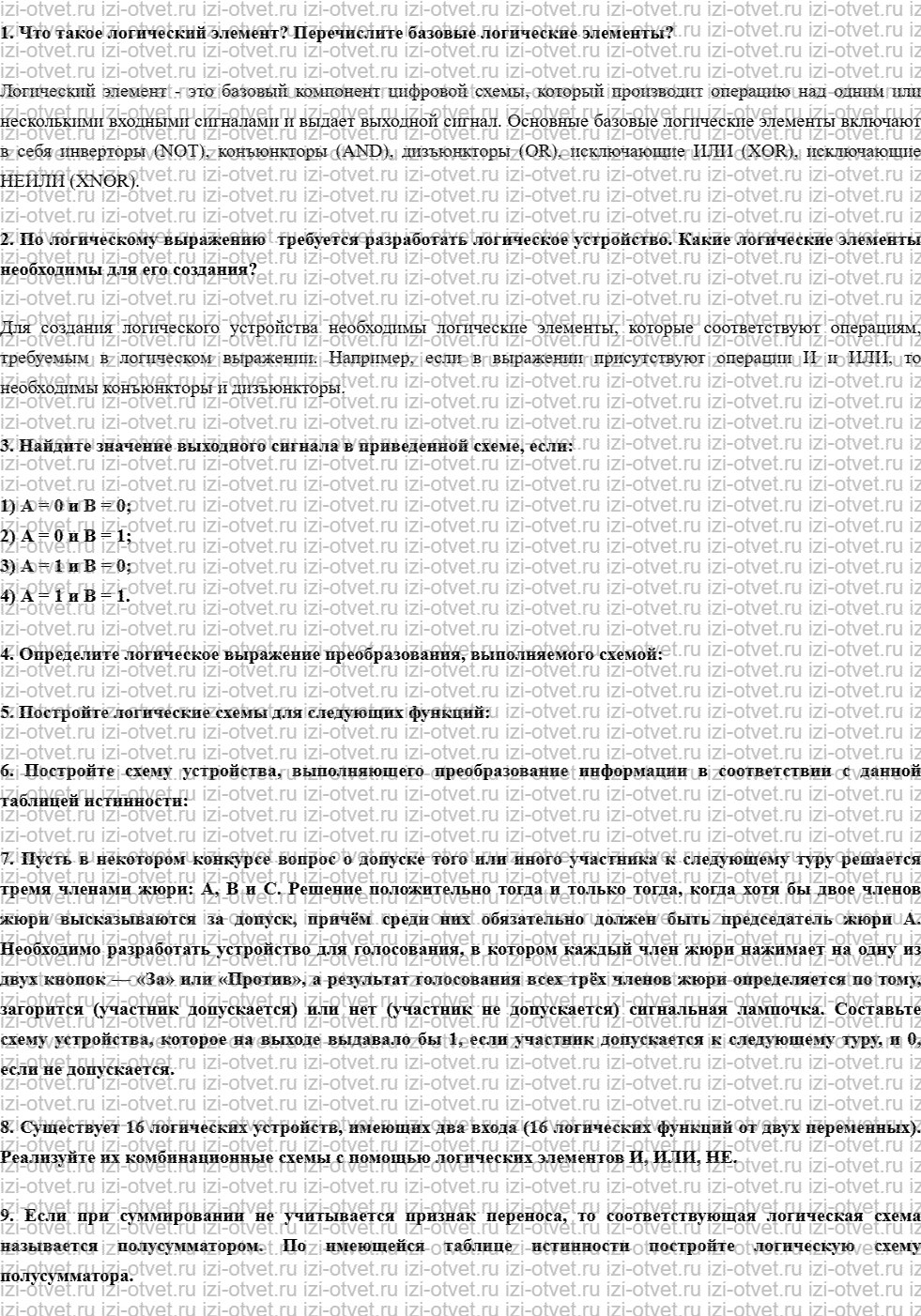 ГДЗ по информатике 10 класс учебник Босова § 21. Элементы схемотехники. Логические схемы рисунок 1