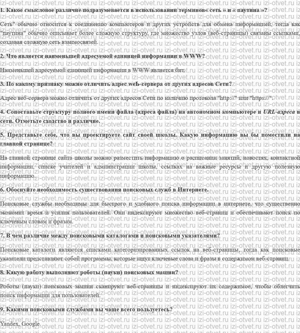 ГДЗ по информатике 11 класс учебник Семакин § 12 World Wide Web - Всемирная паутина рисунок 1