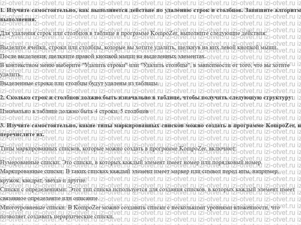 ГДЗ по информатике 11 класс учебник Семакин § 15. Создание таблиц и списков на web-странице рисунок 1