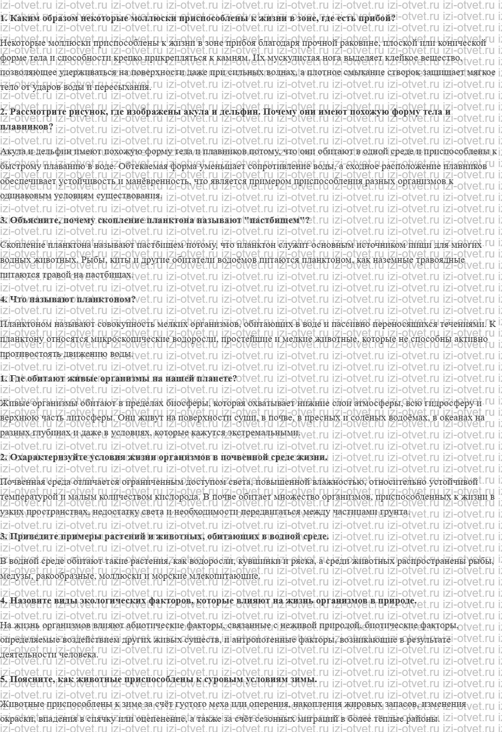 ГДЗ по биологии 5 класс учебник Пономарева, Николаев, Корнилова §23. Жизнь организмов в морях и океанах рисунок 1