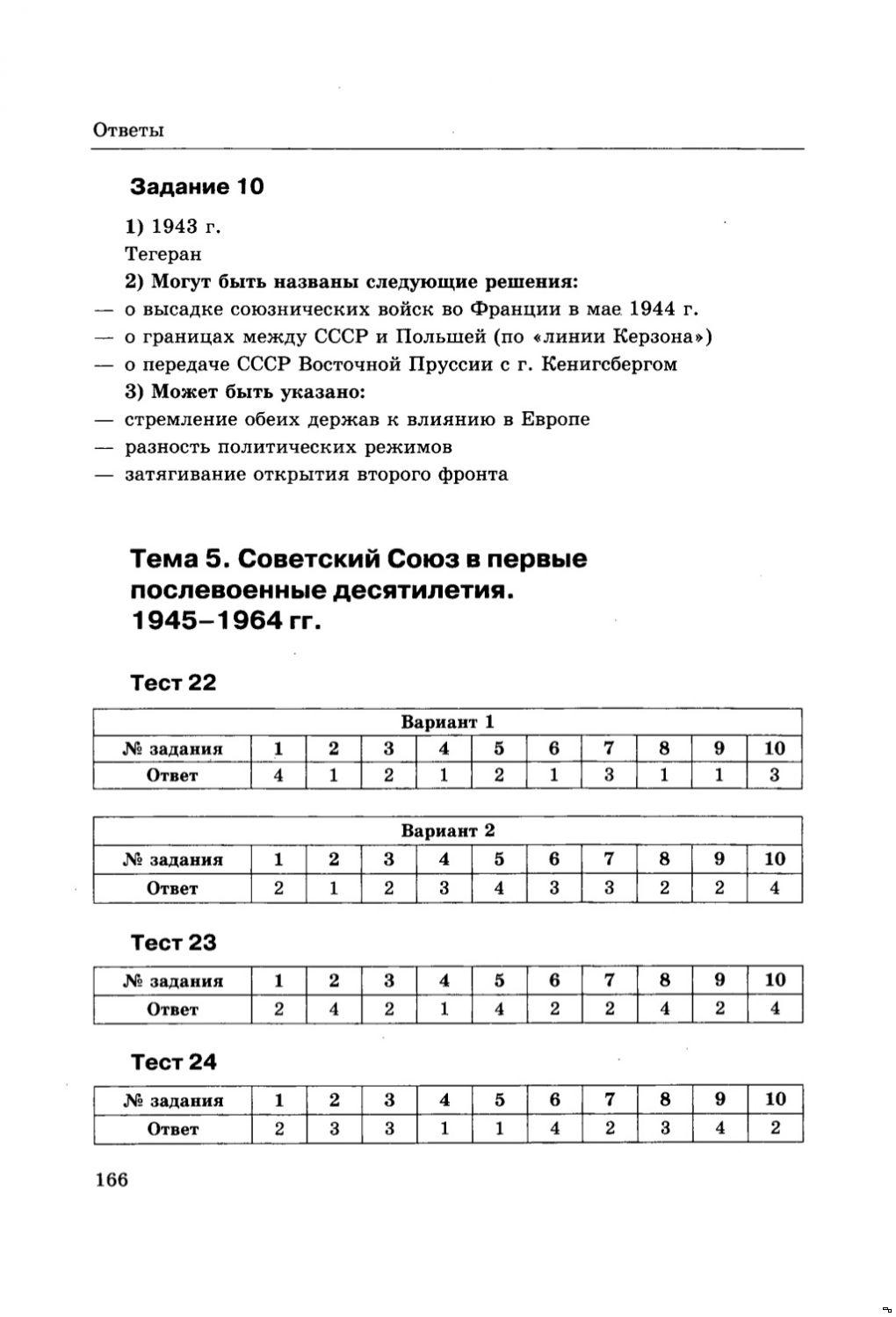 Ответы по тестам по истории